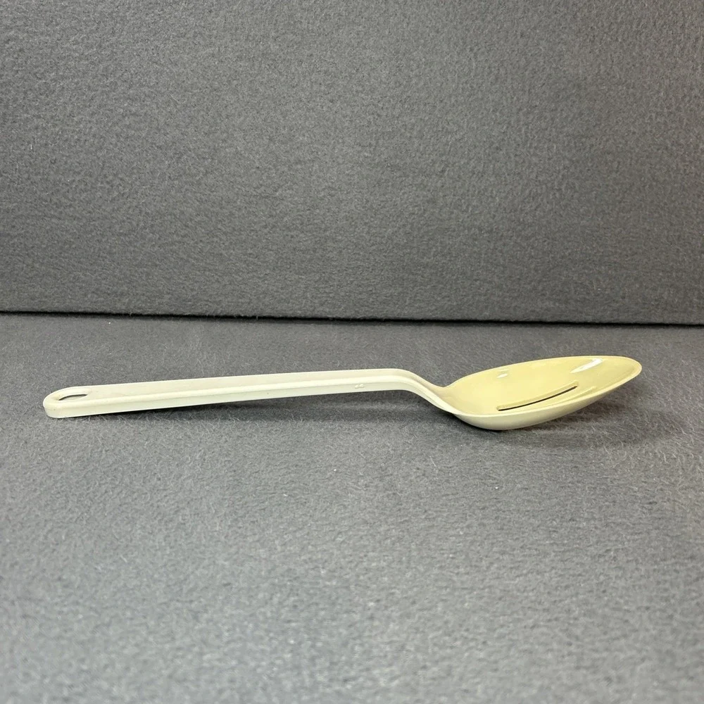 Vintage Taylor Made Plastic Slotted Serving Spoon Mid-Century Kitchenware Almond